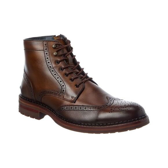 Johnston & Murphy Connelly Wingtip Leather Boot Brown